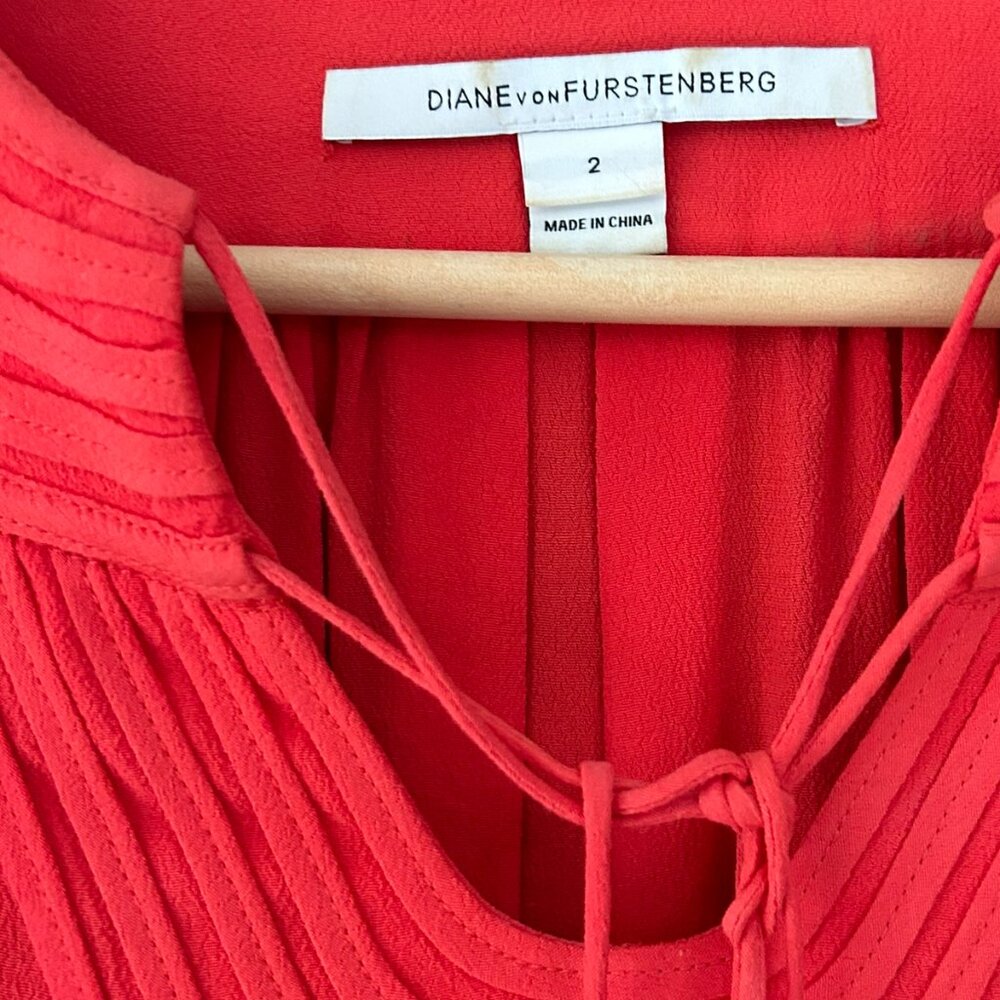 Diane von Furstenberg Red Oversized Poet Blouse - Size 2